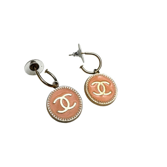 Orange & Gold Logo Pendant Earrings