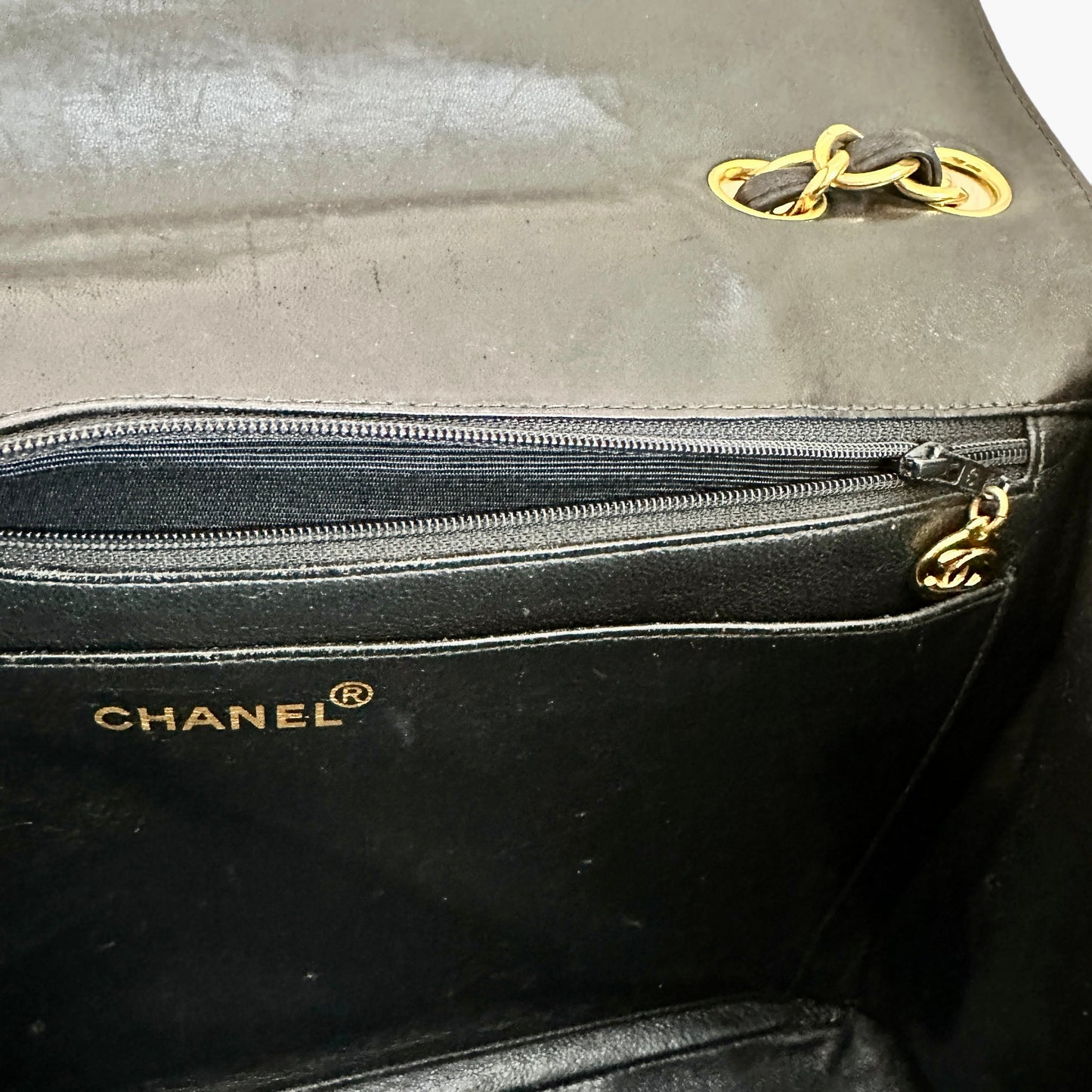 Vintage Black Lambskin Flap Bag