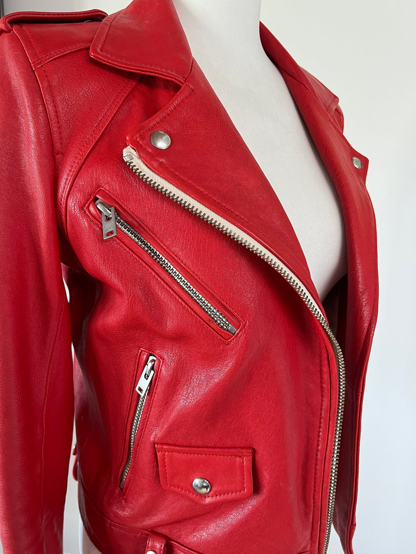 Red Leather Jacket - XS