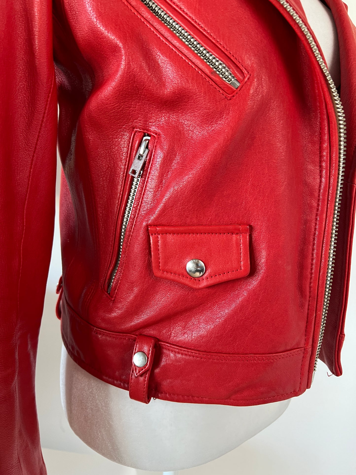 Red Leather Jacket - XS