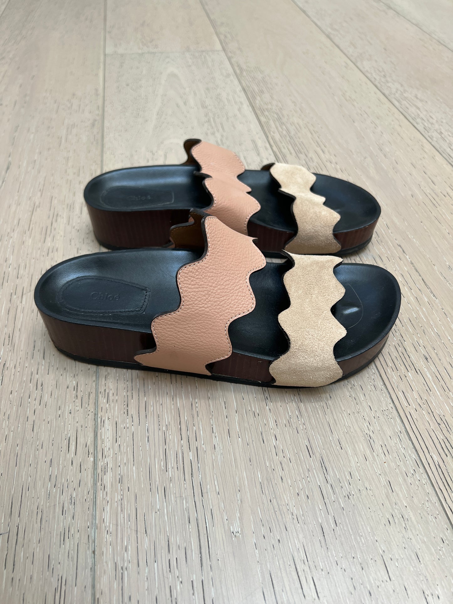 Leather Platform Slides - 7