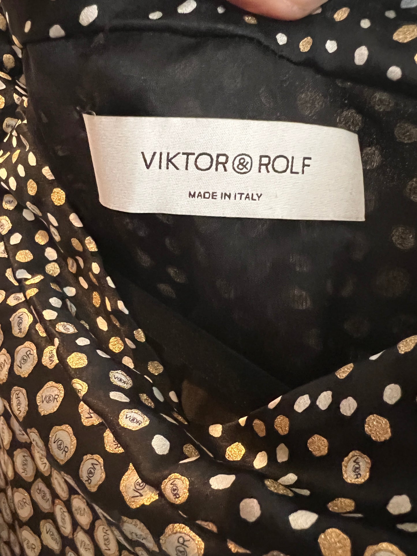 Black & Gold Silk Dress - M