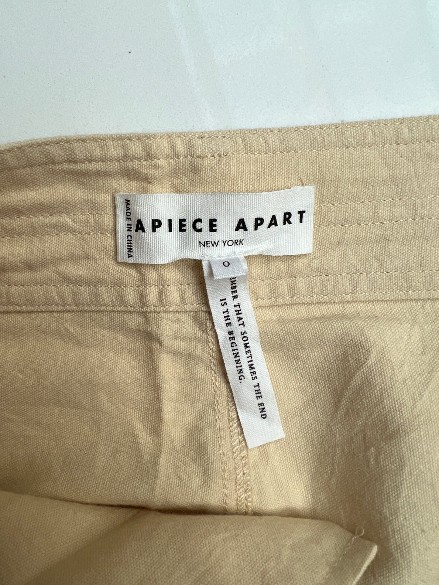 Beige Wide Cotton Pants - 0