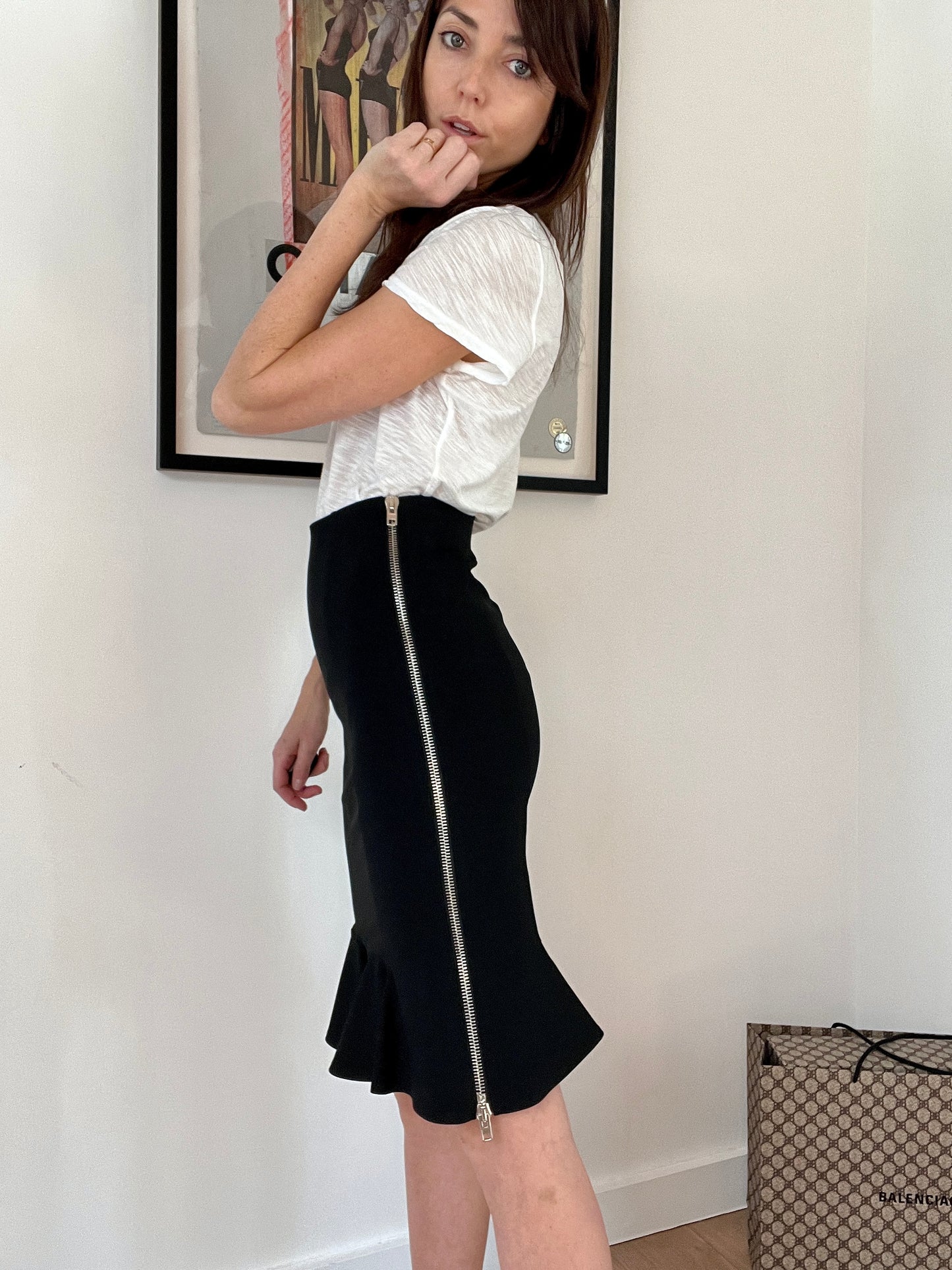 Black Skirt with Zipper - M