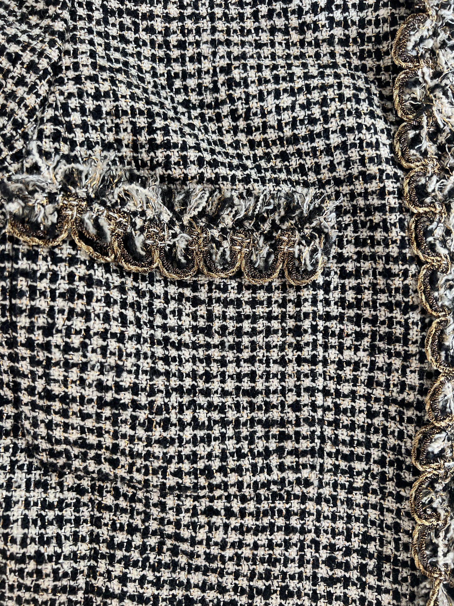 Black, Cream & Gold Tweed Jacket - S