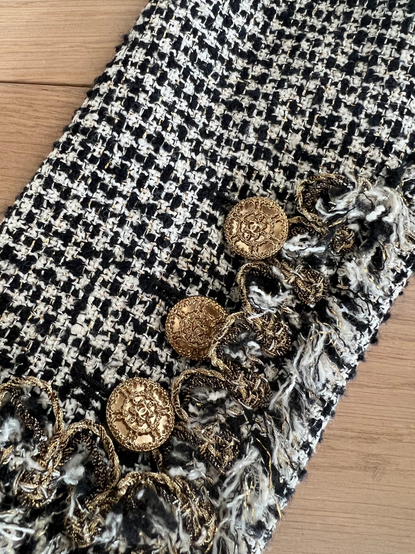 Black, Cream & Gold Tweed Jacket - S