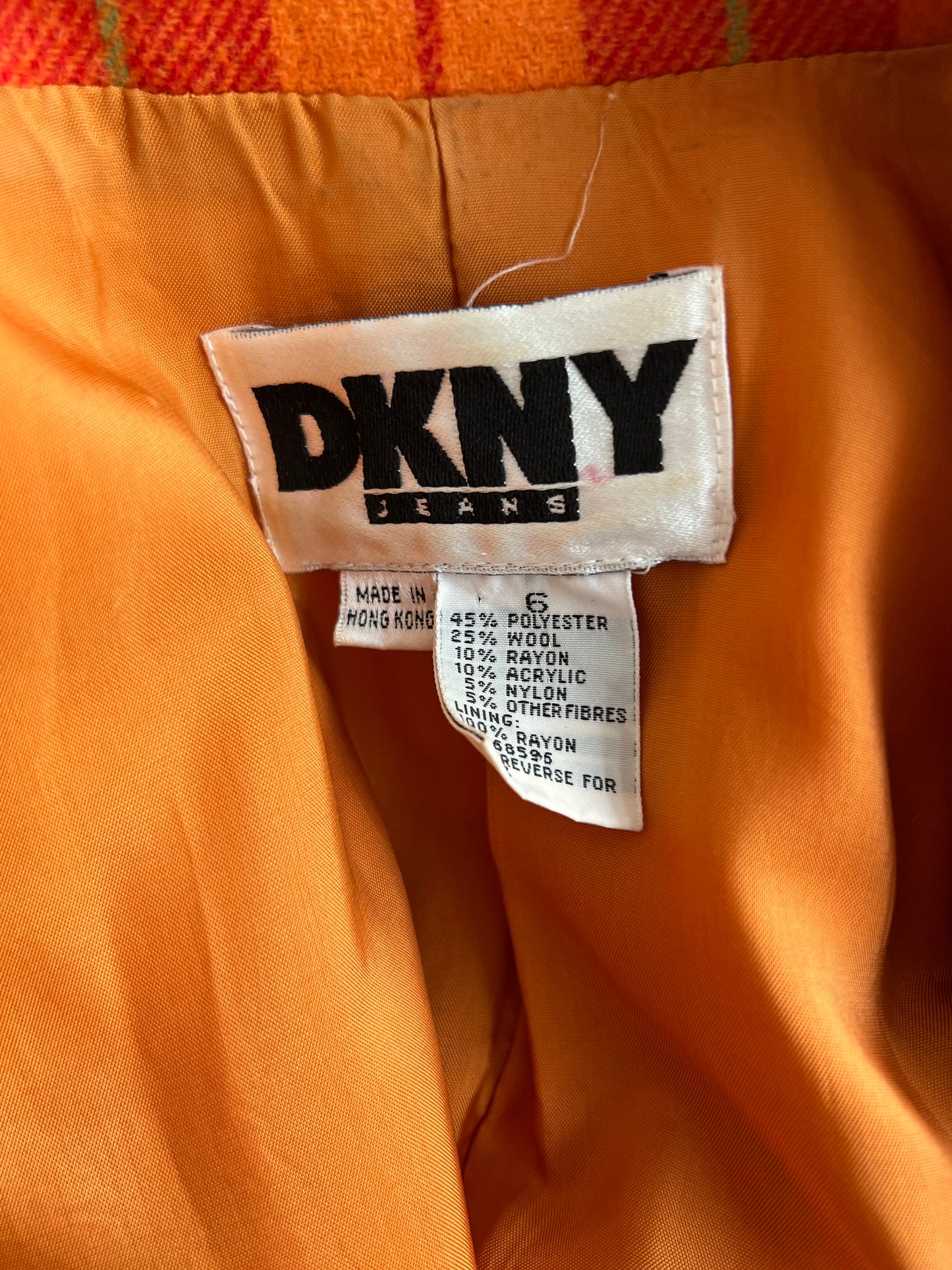 Vintage Orange Checker Blazer - M