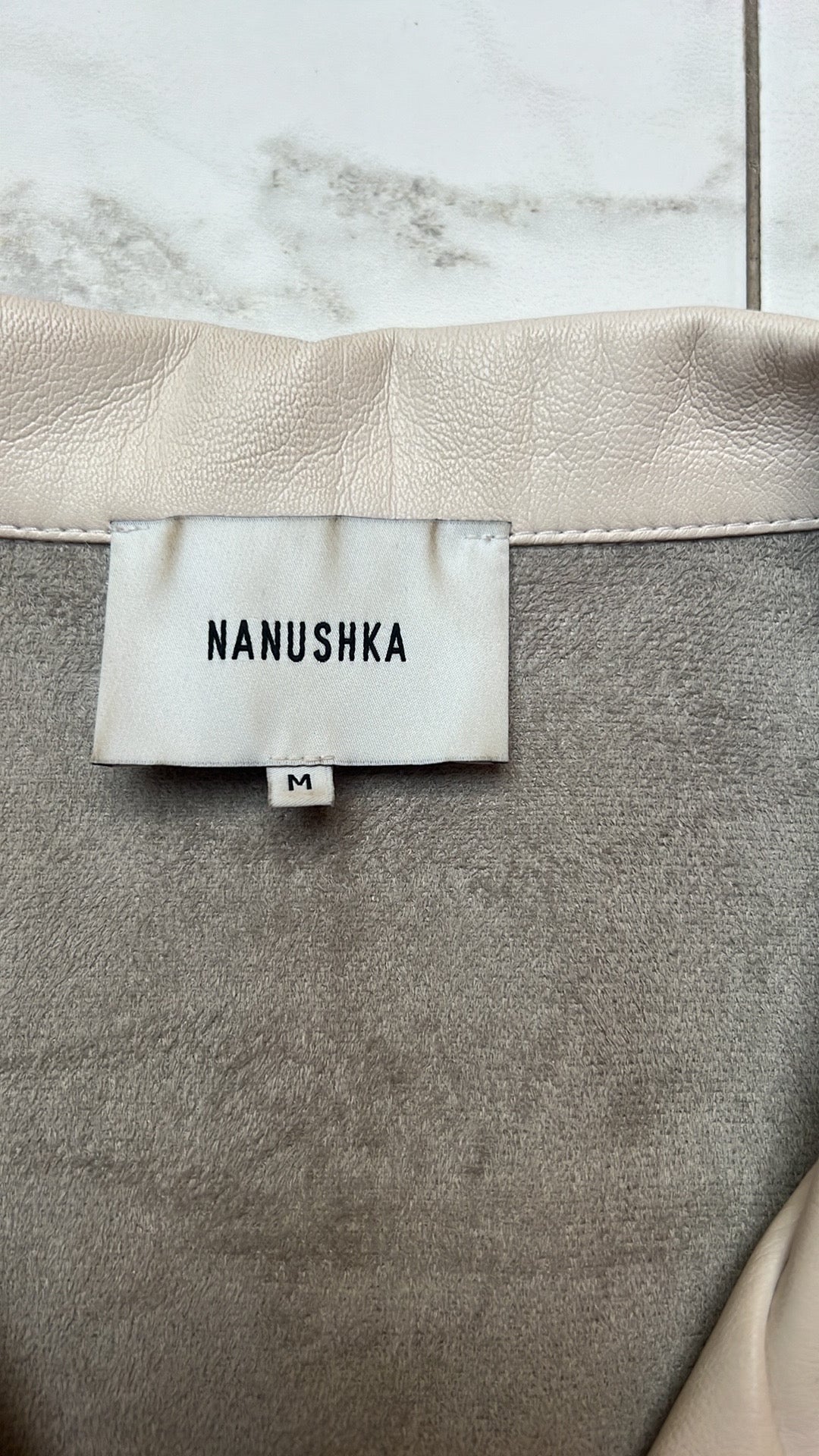 Vegan Leather Cream Cropped Top - M