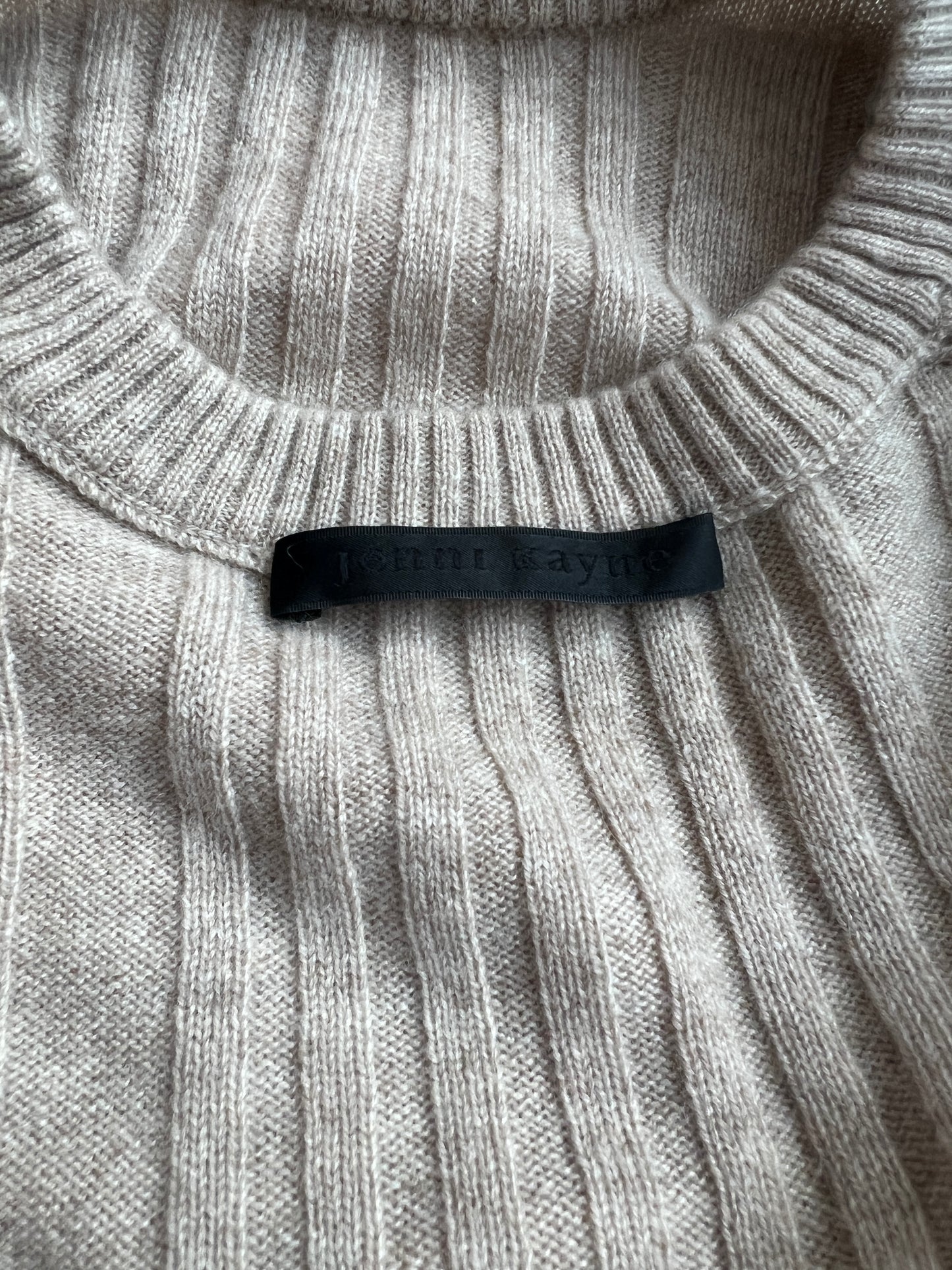 Beige Ribbed Cashmere Crewneck Sweater - S