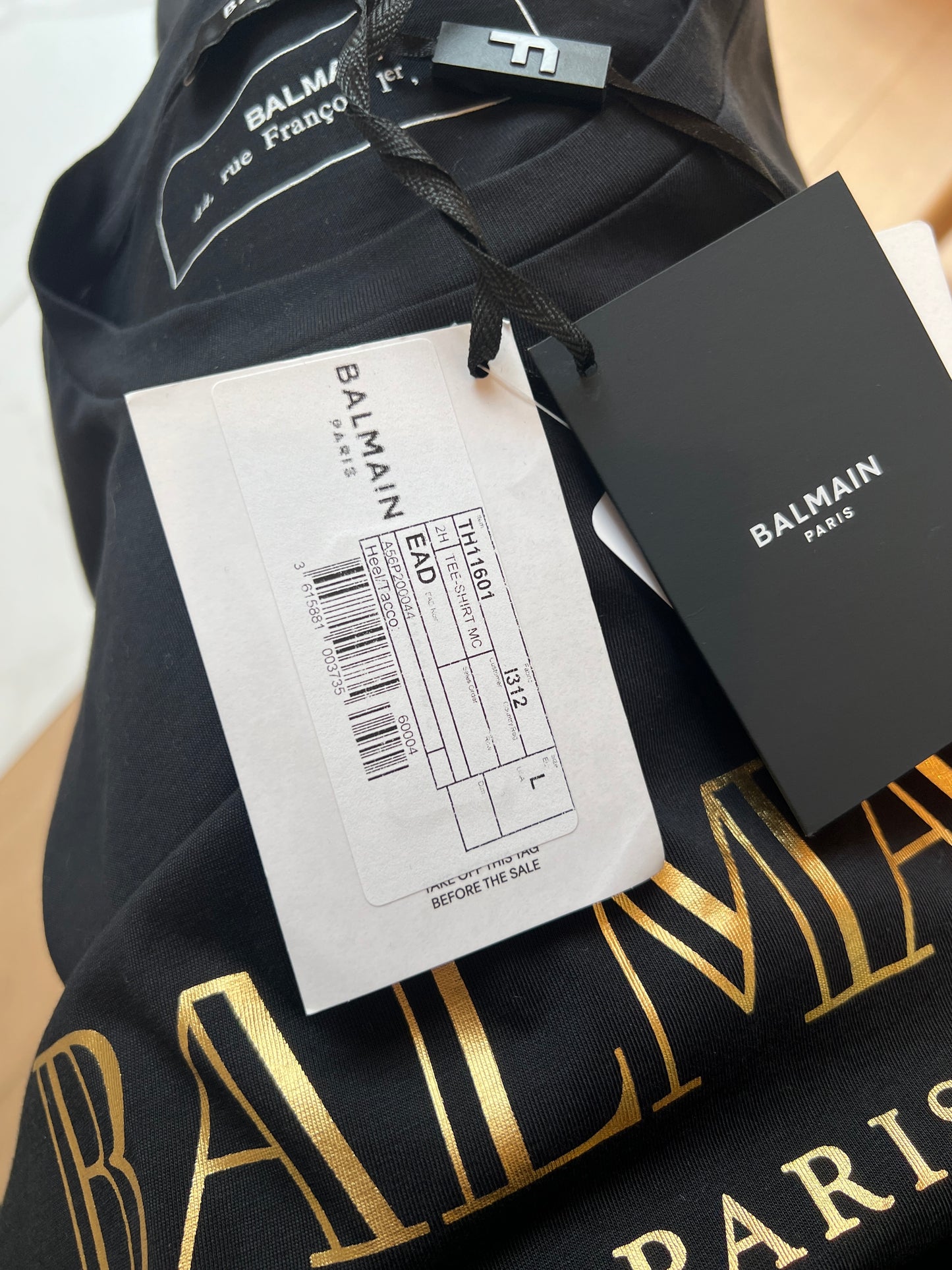 Black Cotton Logo T-shirt - L