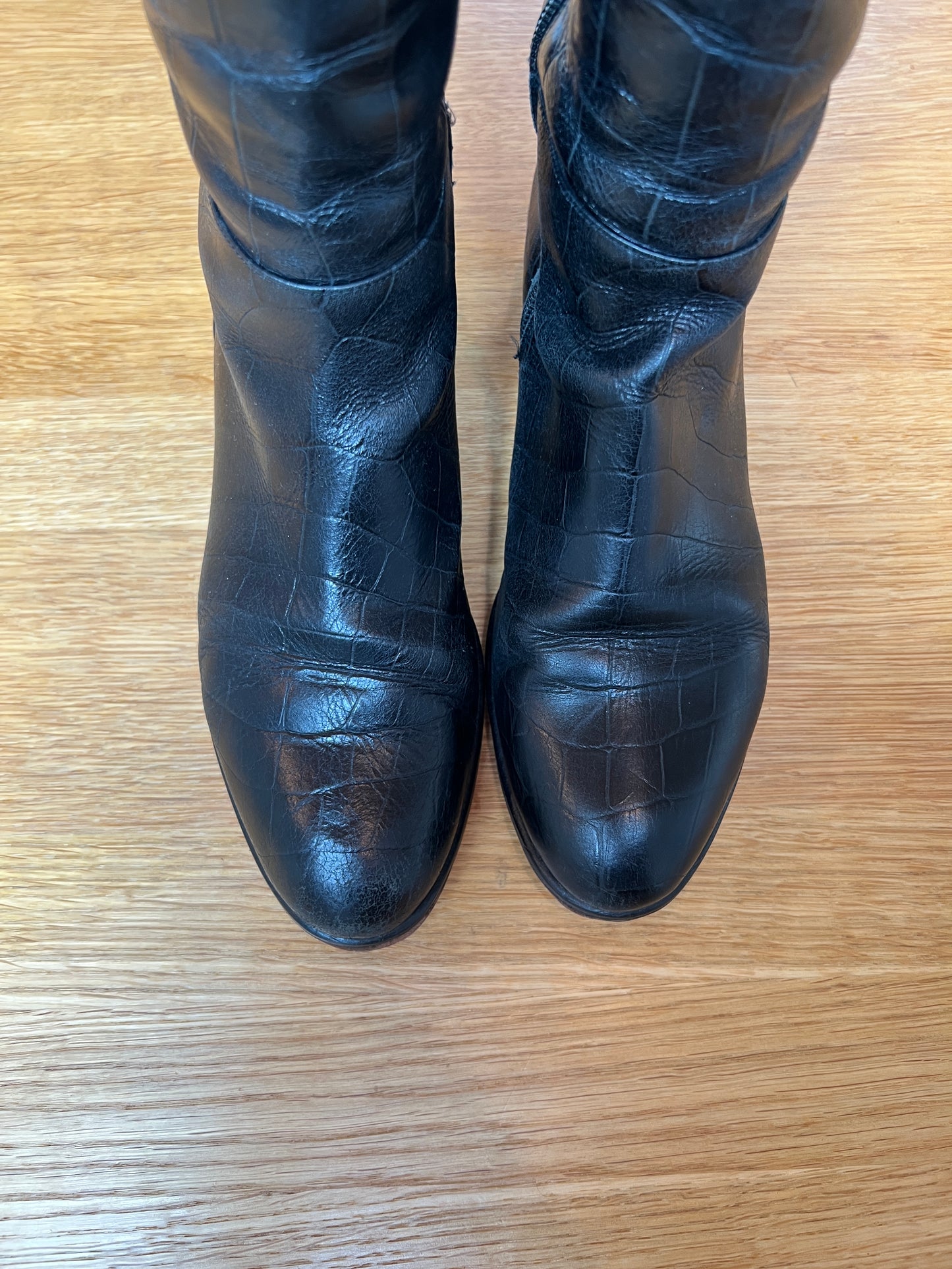 Tall Flat Italian Leather Boots - 7.5
