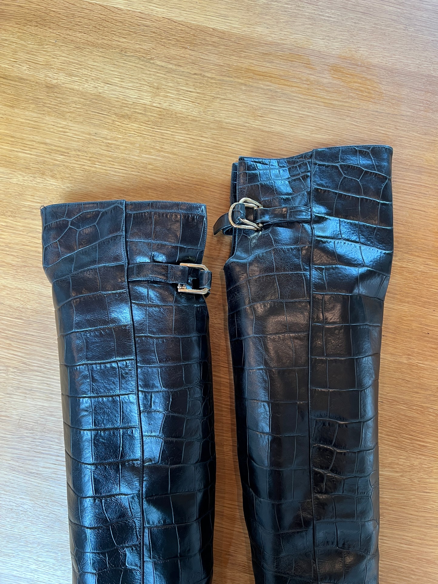 Tall Flat Italian Leather Boots - 7.5