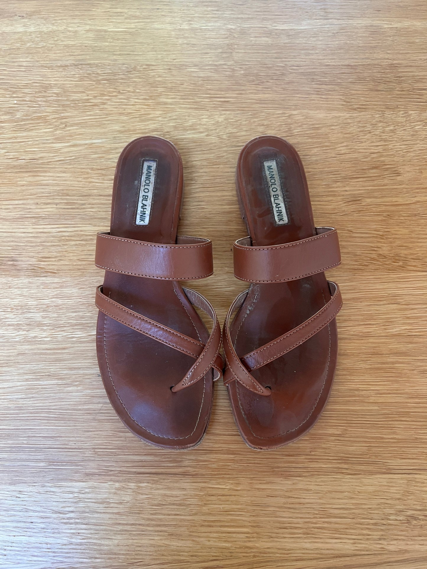 Brown Leather Sandals - 8