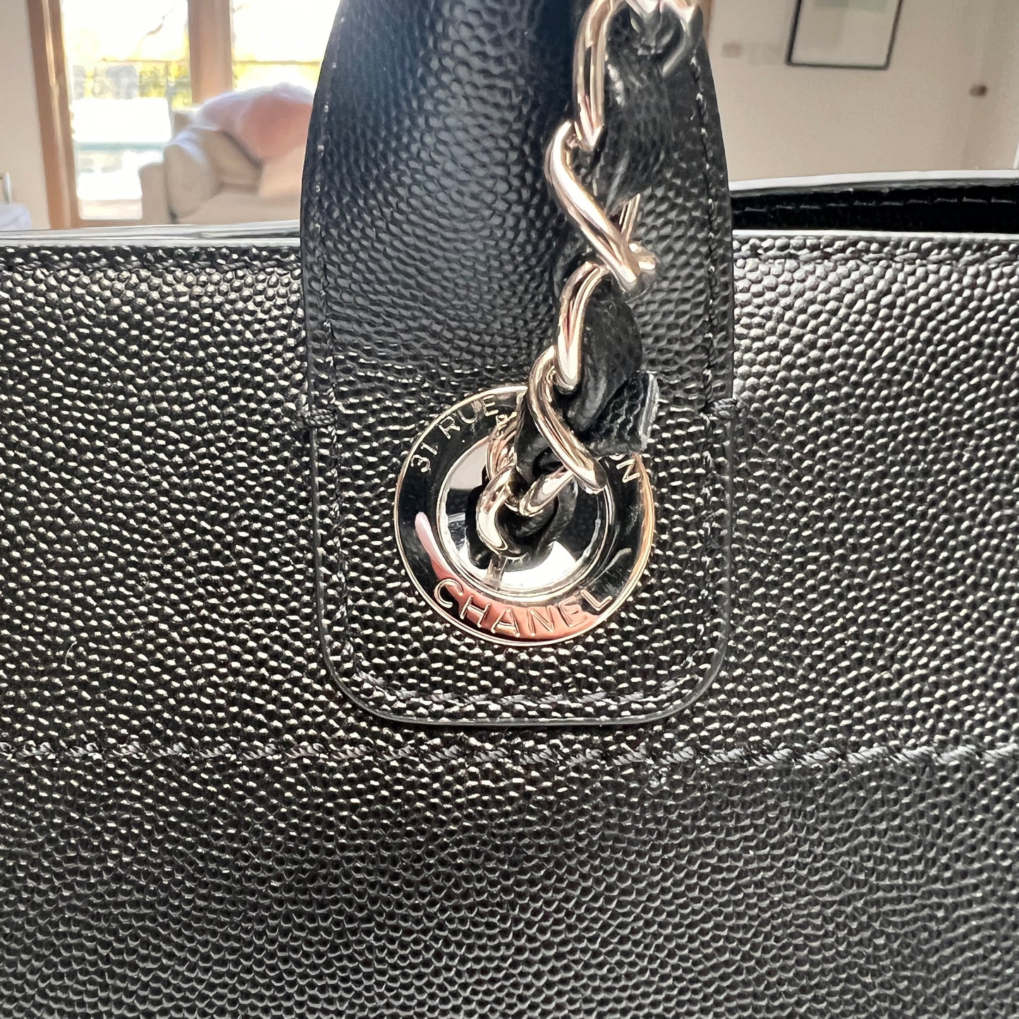 Black Leather Deauville Bag w/Studs