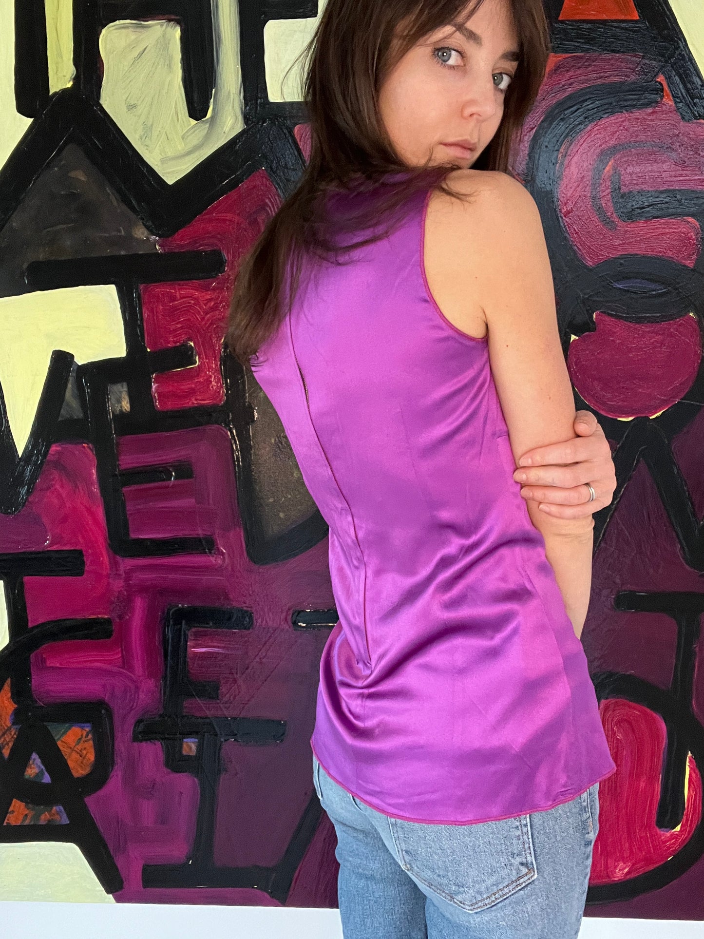Purple Silk Top - S