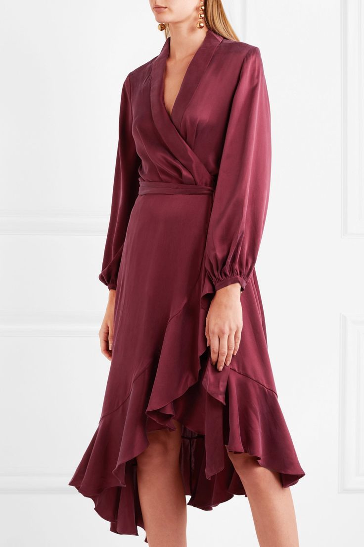 Silk Wrap Dress Midi - 0