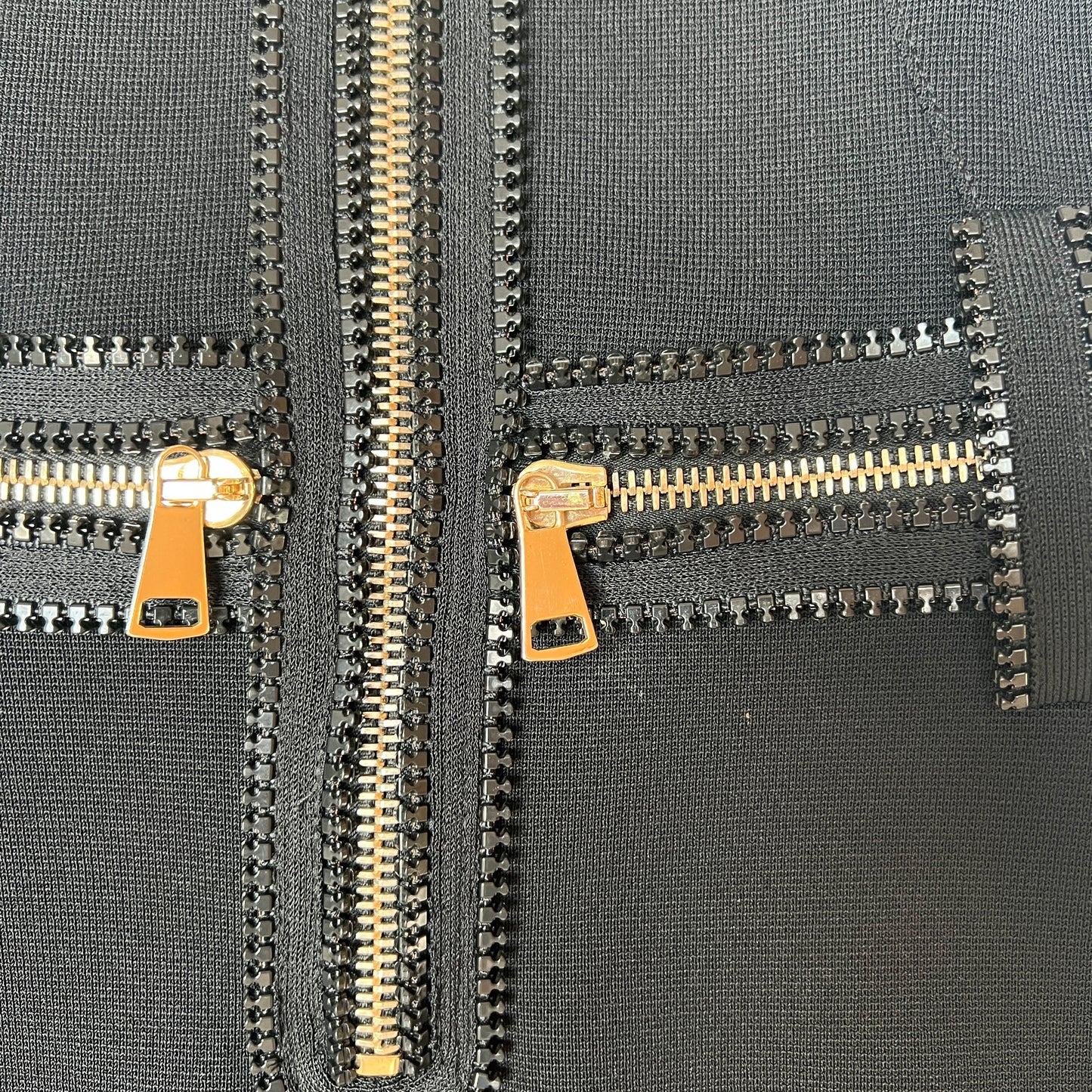 Black Dress with Gold Zippers - S