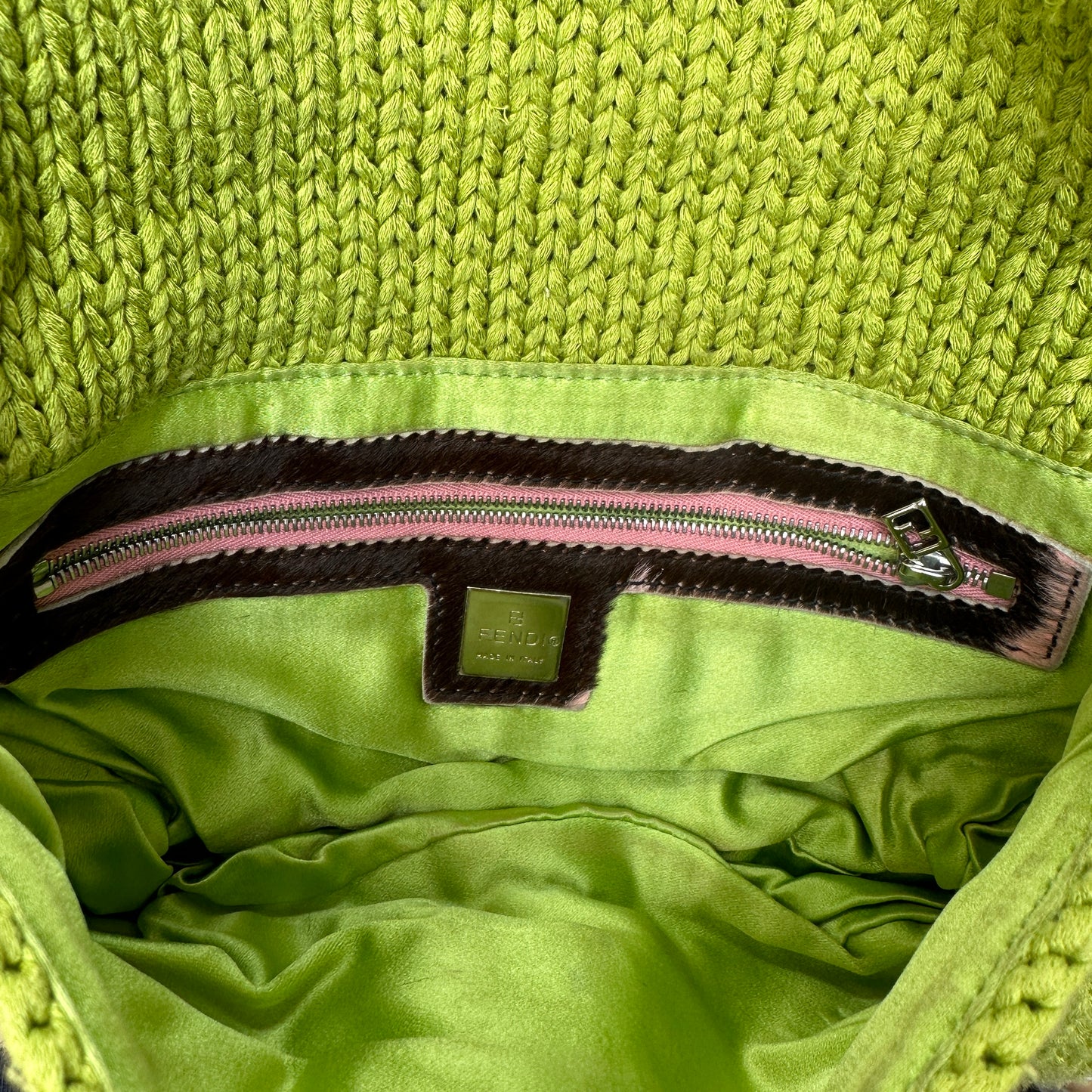 Vintage Green Wool Baguette w/Pony Hair