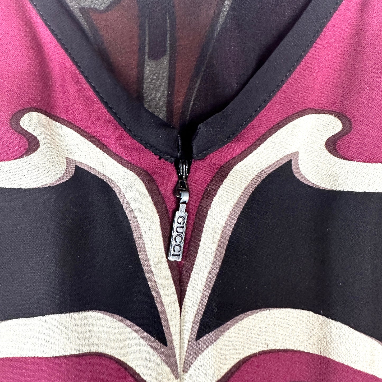 Black Printed Silk Dress - M