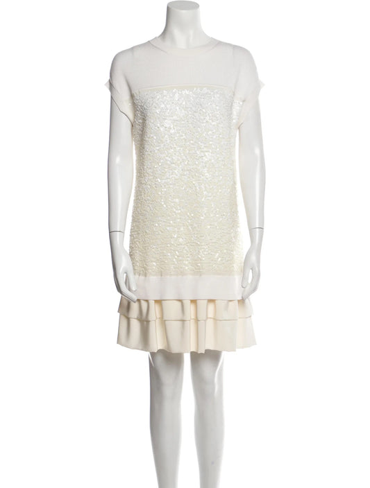 Sequins Cream Dress - M