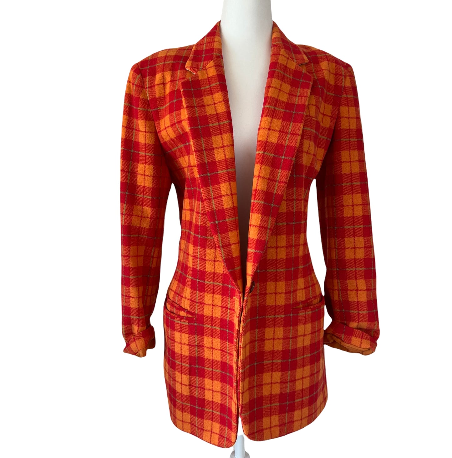 Vintage Orange Checker Blazer - M