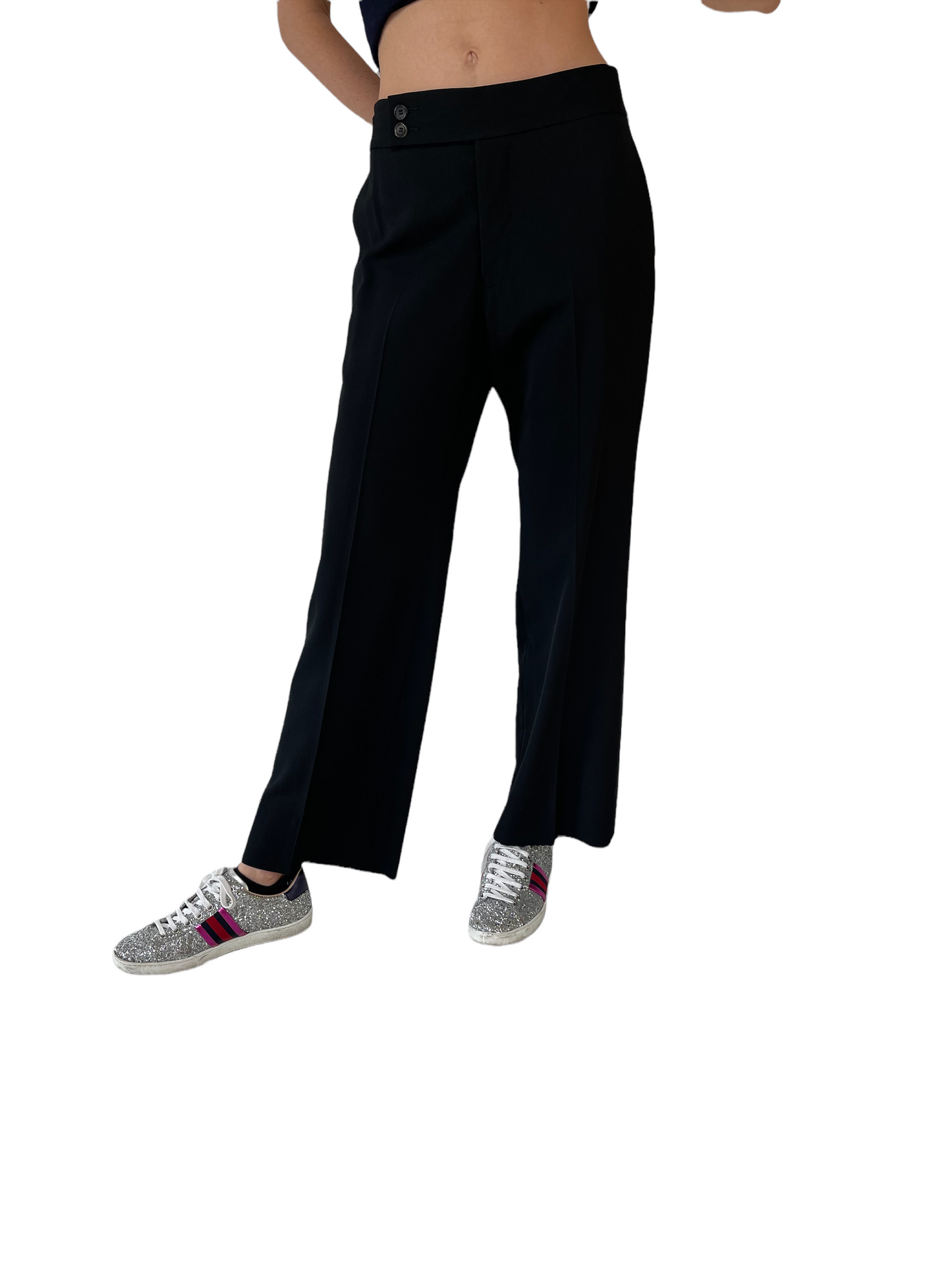Black Wool Pants - M