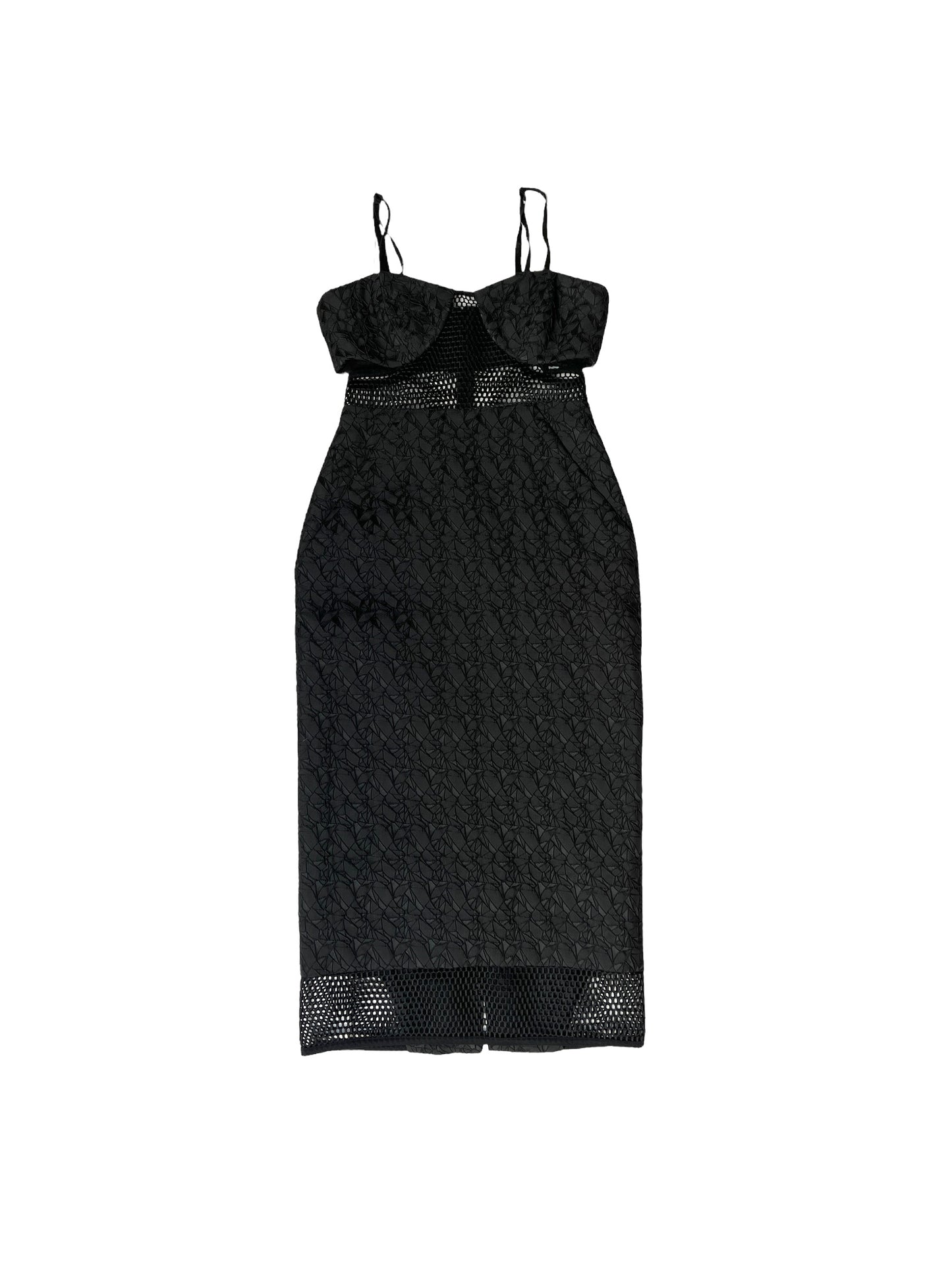 Black Mesh Cutout Dress - 2