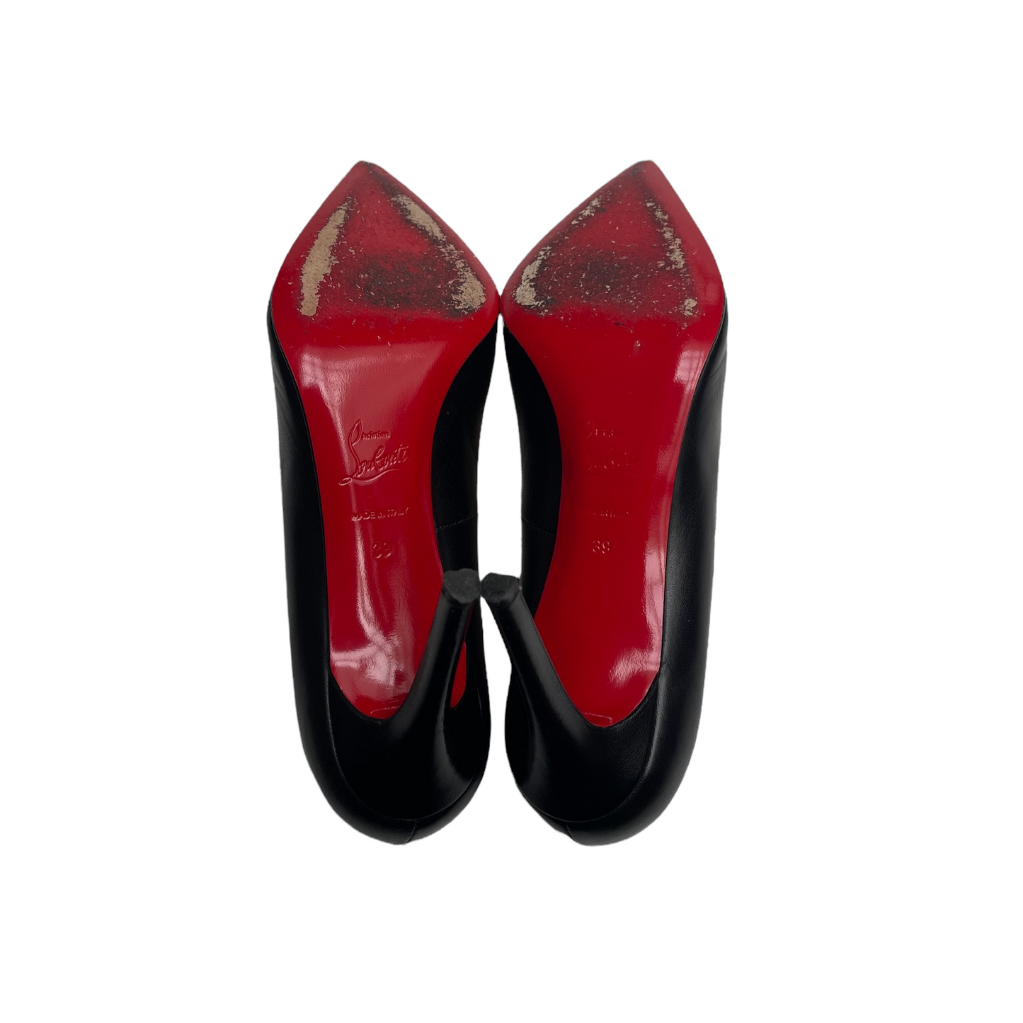 Black Leather Heels - 8