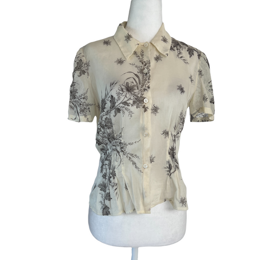 Cream Shirt w/Prints - M