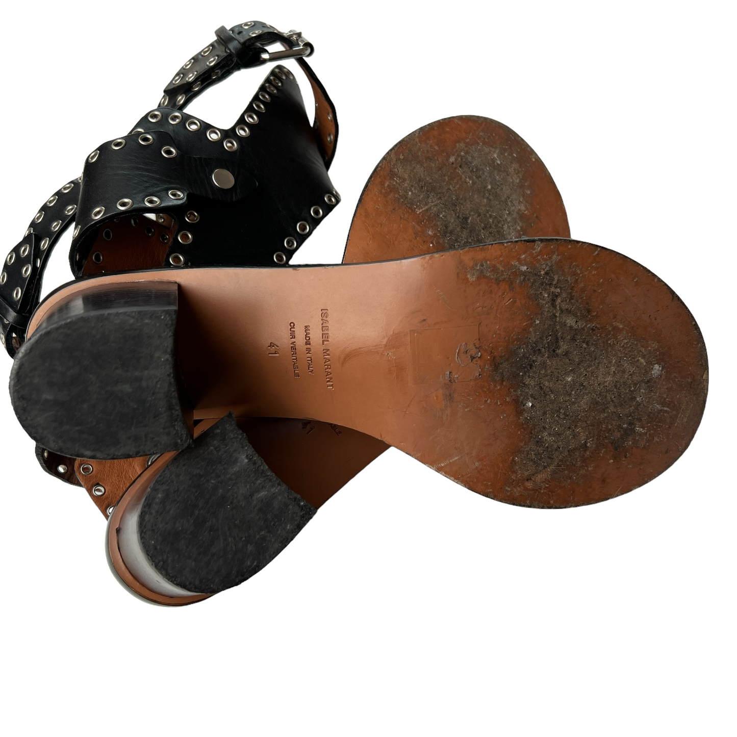 Black Leather Sandals - 11