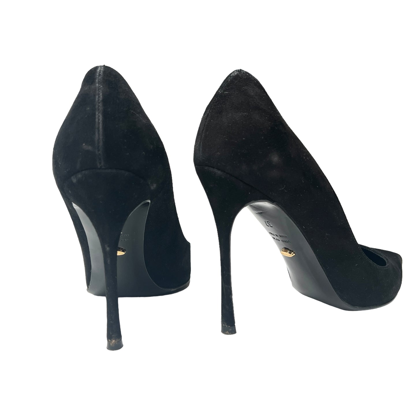 Black Suede High Heels - 7