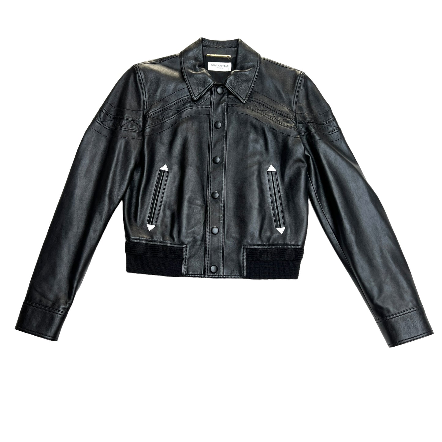 2018 Black Leather Bomber Jacket - S