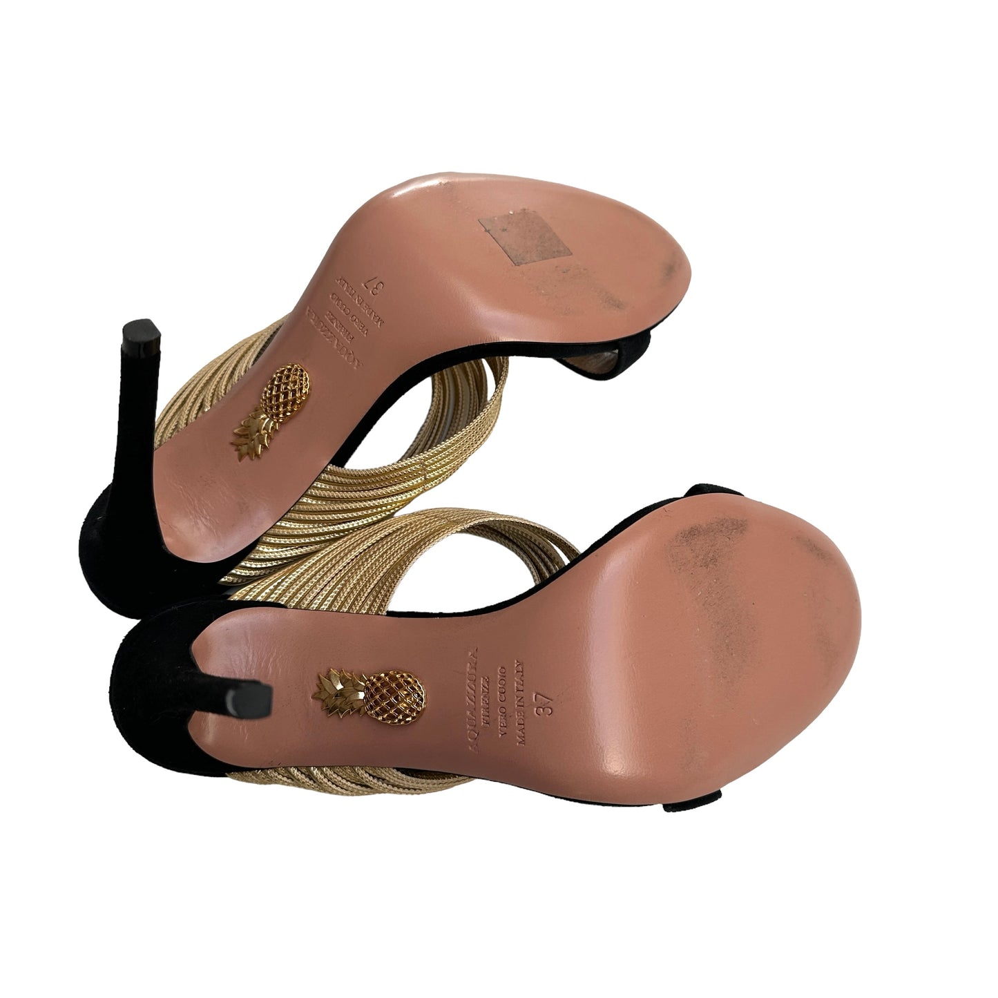 Black Suede & Gold Heels - 7