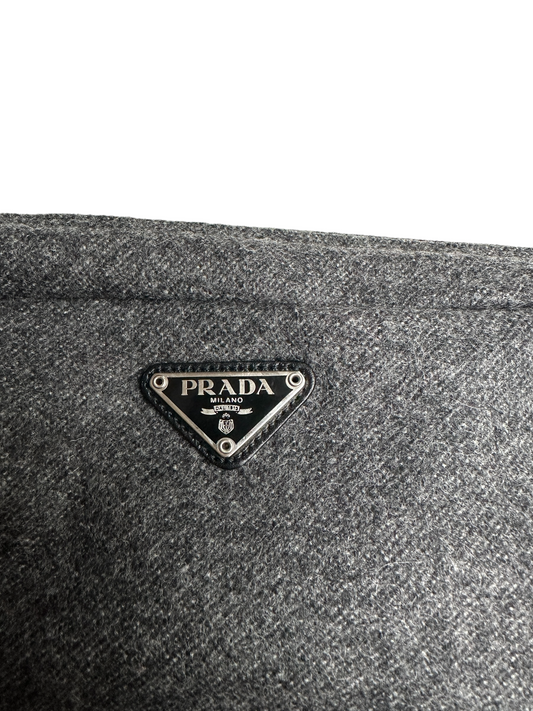 Grey Wool Cosmetic Bag