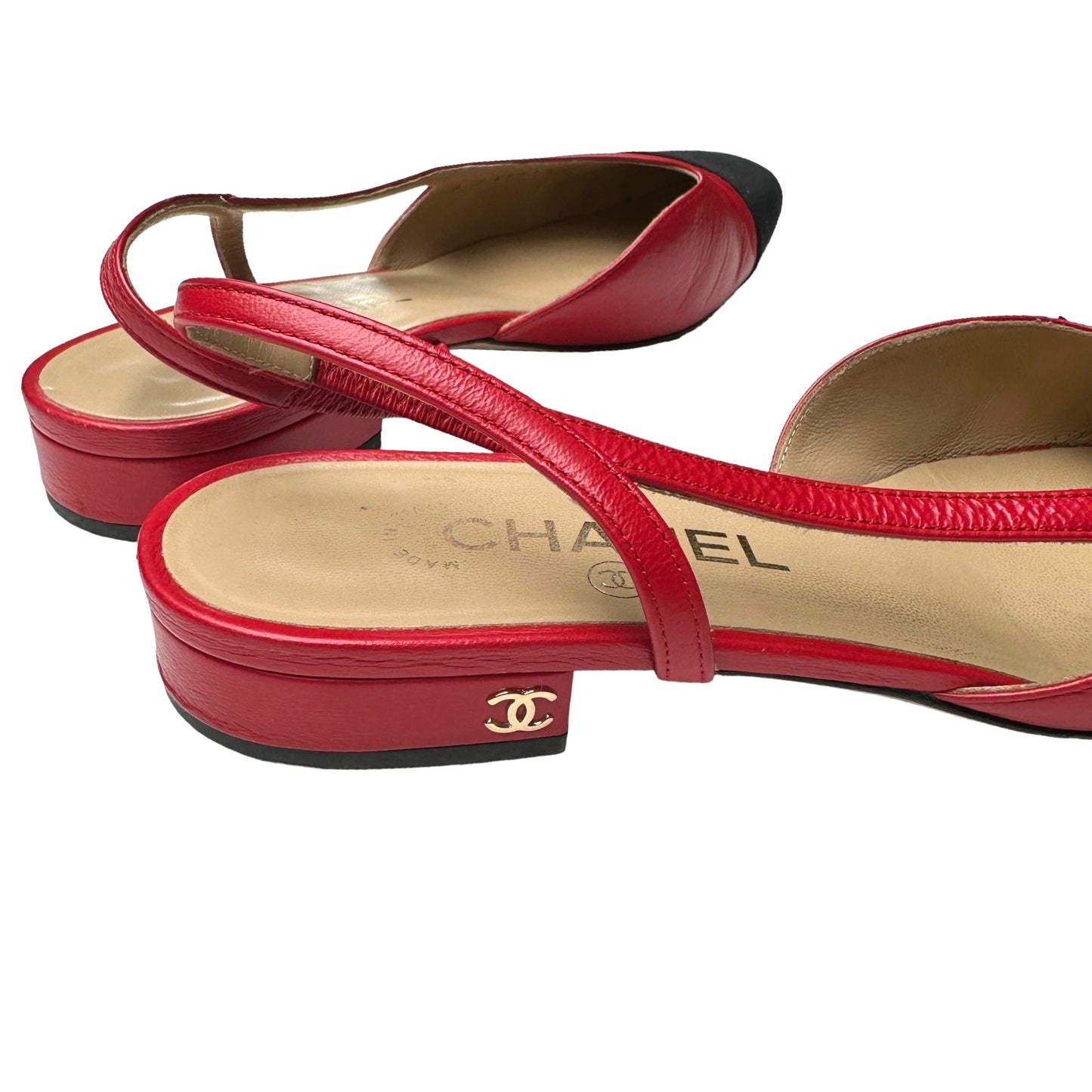 Red Leather Slingbacks - 8