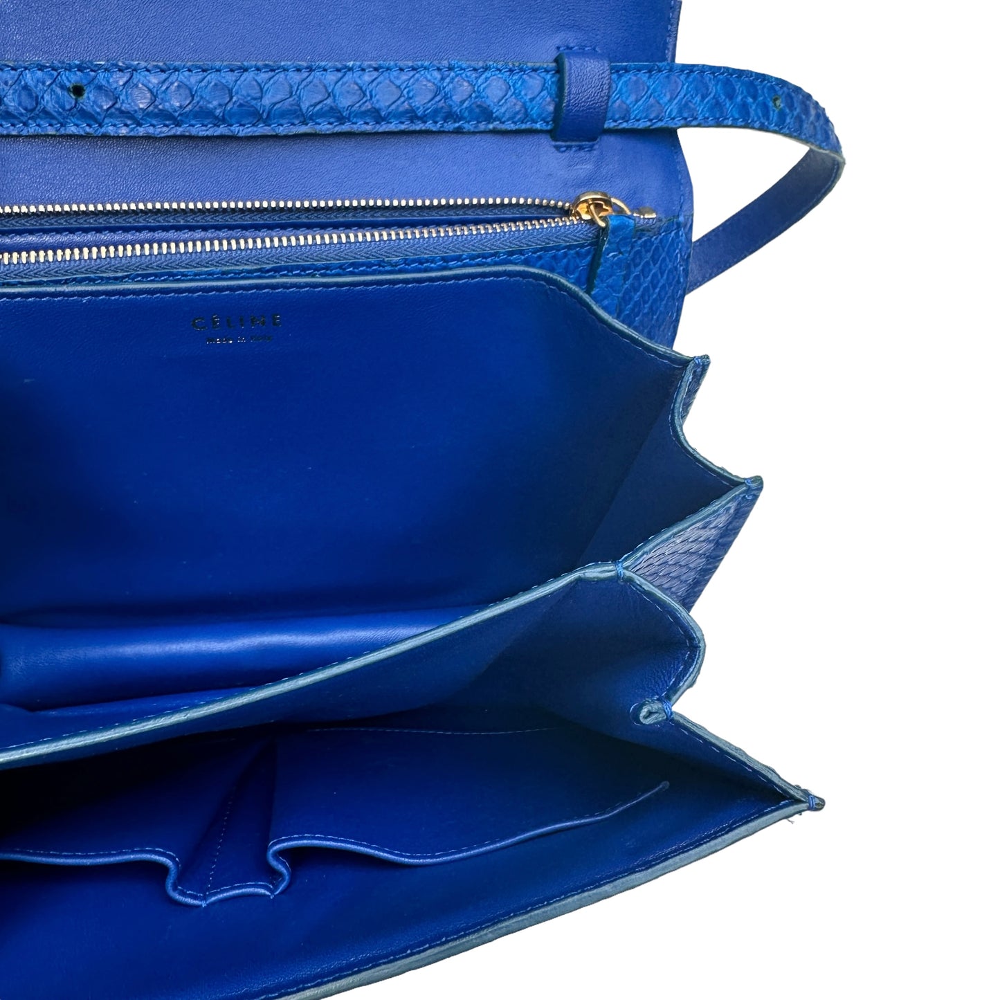 Blue Python Leather Box Bag