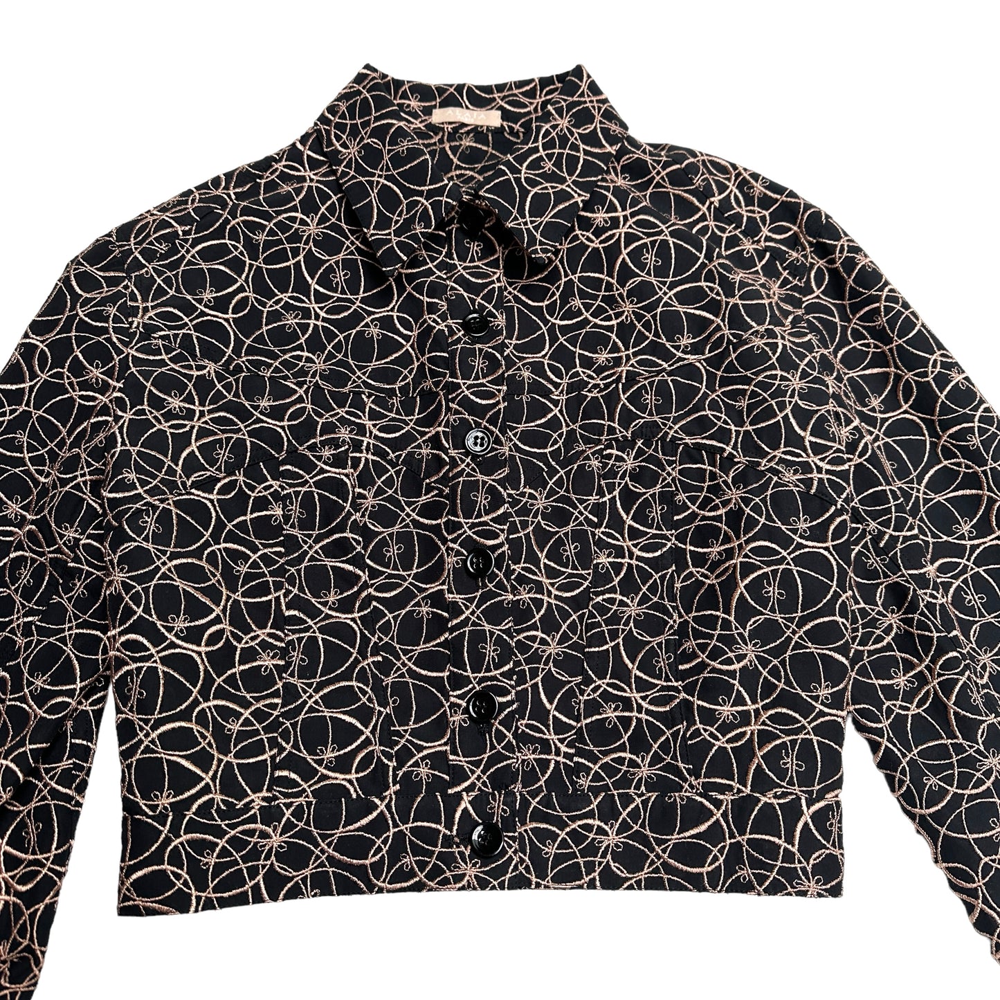 2022 Black Cotton Cropped Jacket - S