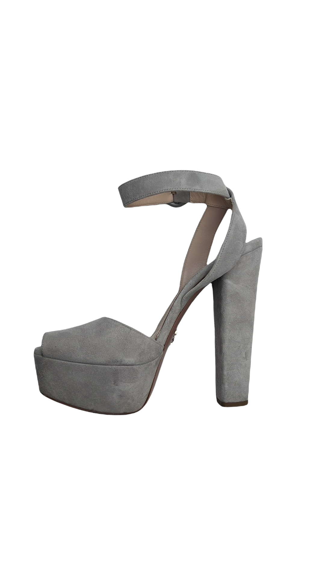Pearl Grey Suede Platform Heels - 5.5