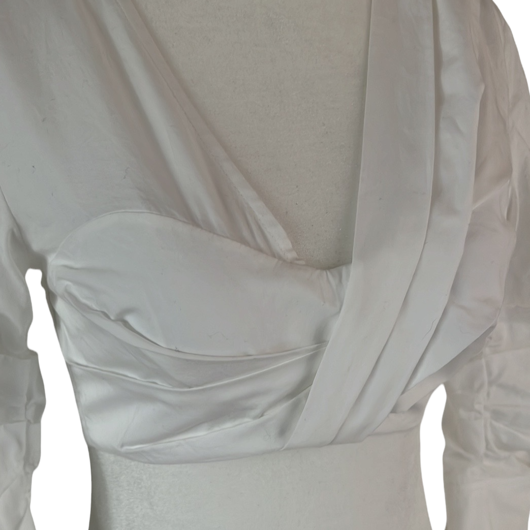 White Cotton Cropped Top - 0