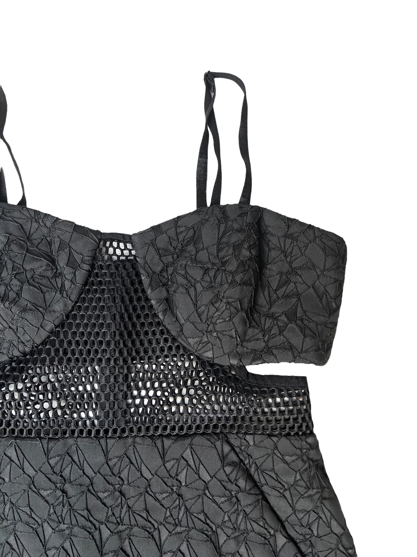 Black Mesh Cutout Dress - 2