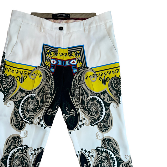 Cream Printed Pants - S