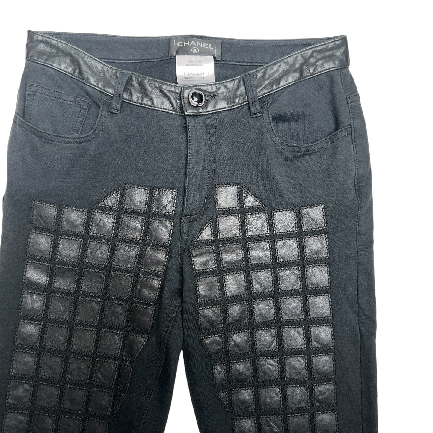 Black Pants with Leather Details - 34