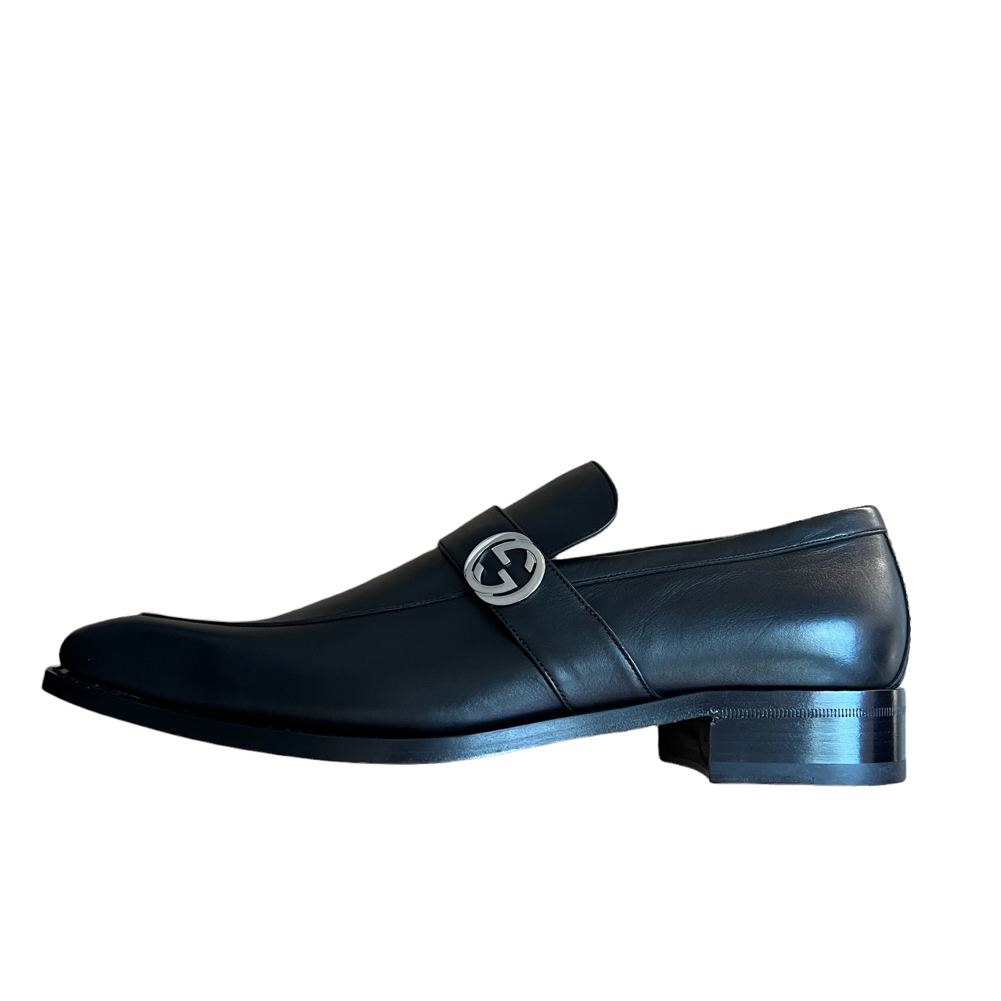 Men's Black Logo Loafers - 10