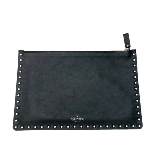 Black Leather Studded Clutch