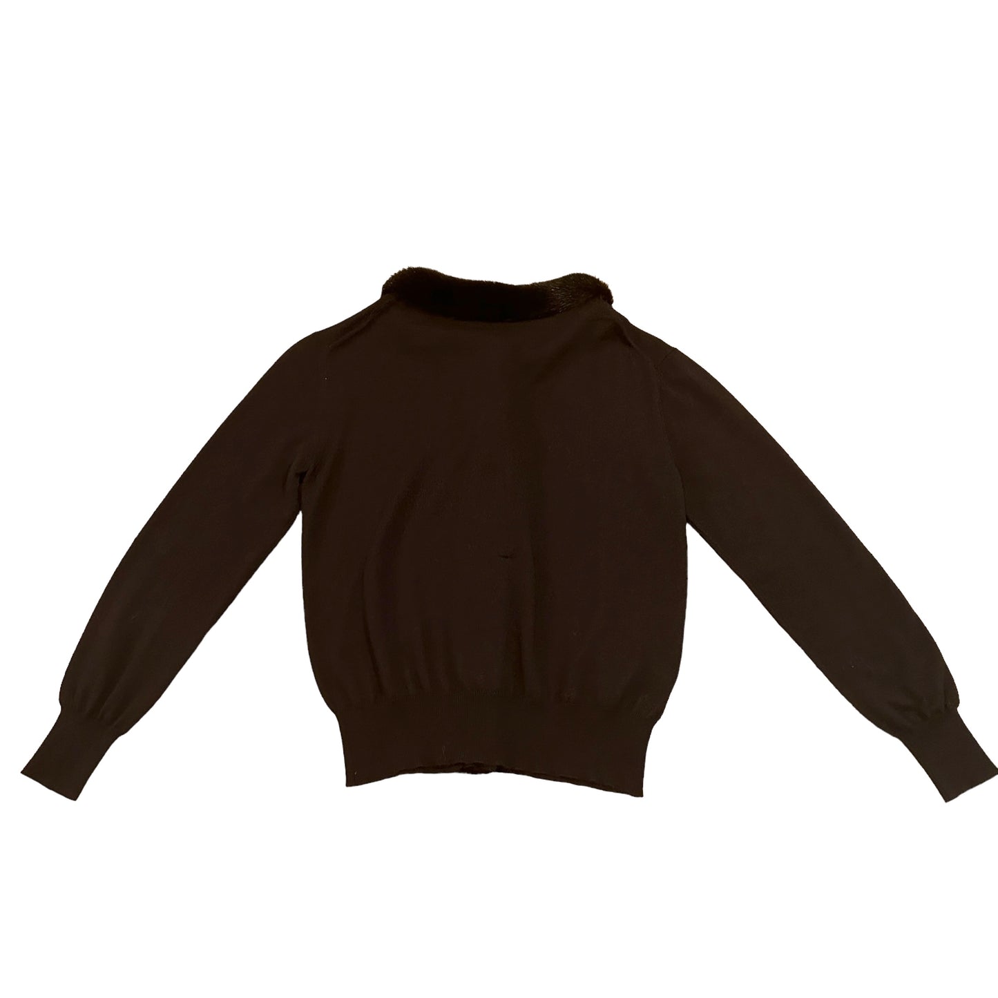 Black Cardigan w/Mink Fur - S