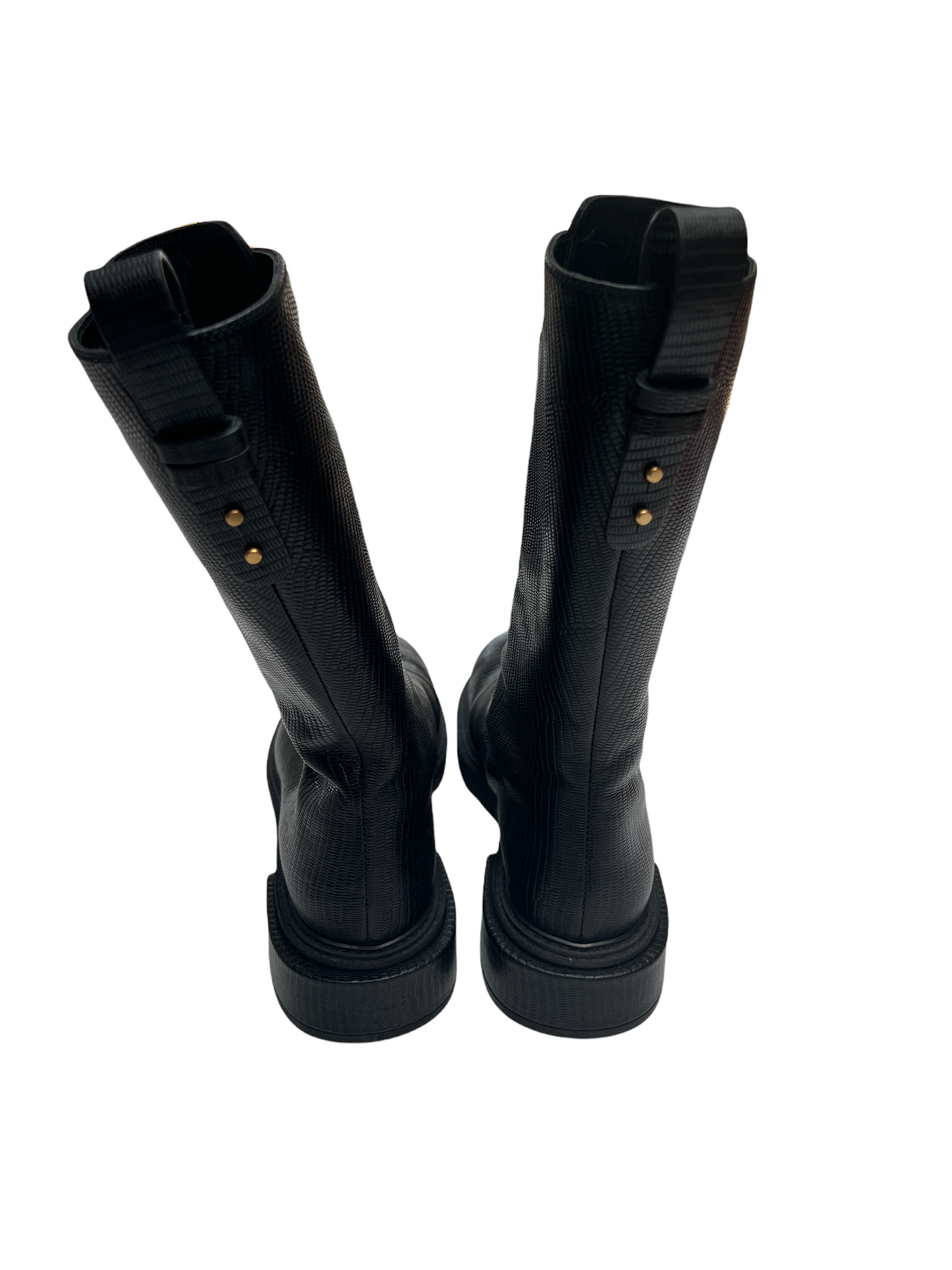 Black Leather Combat Boots - 10