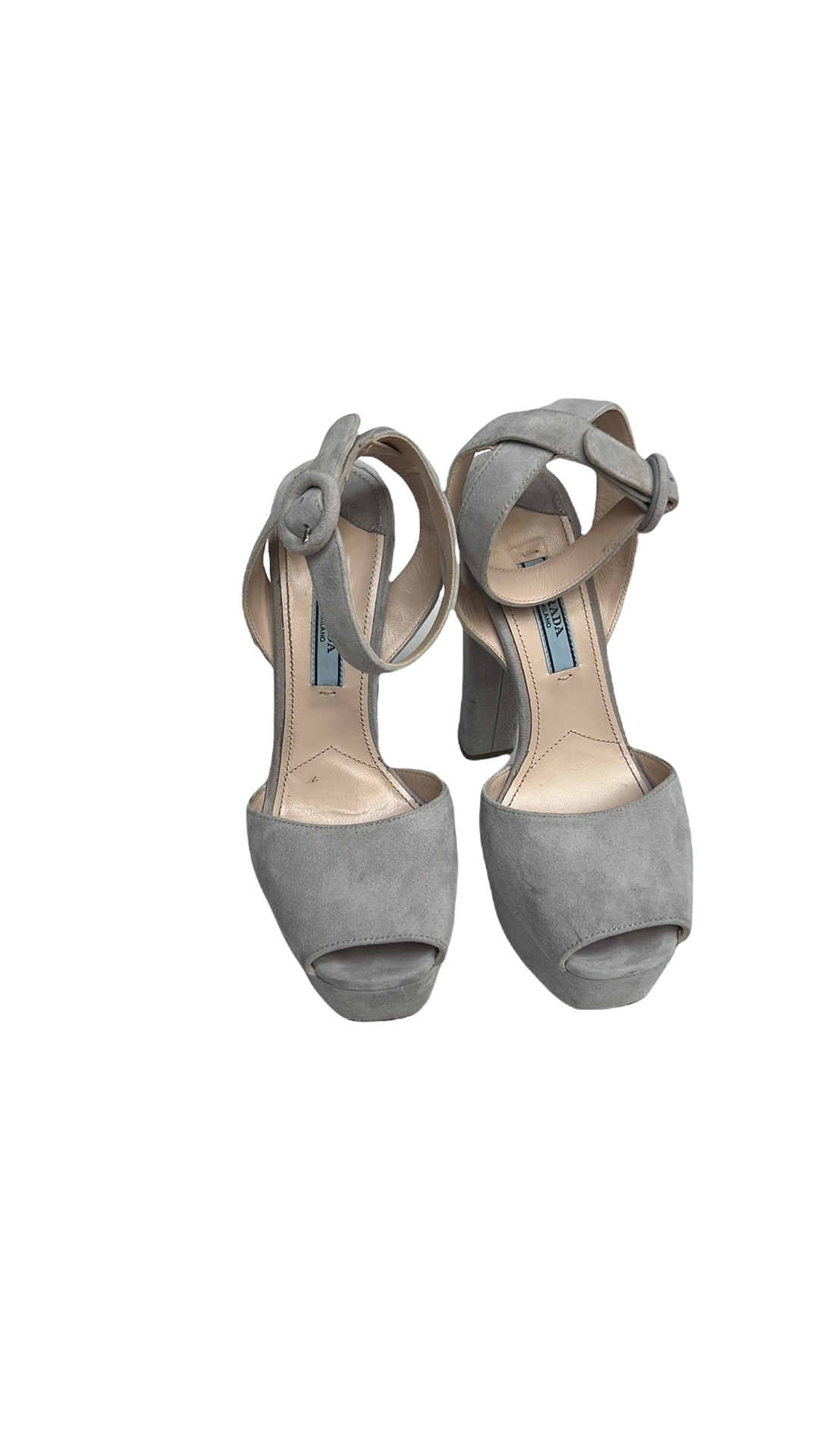 Pearl Grey Suede Platform Heels - 5.5