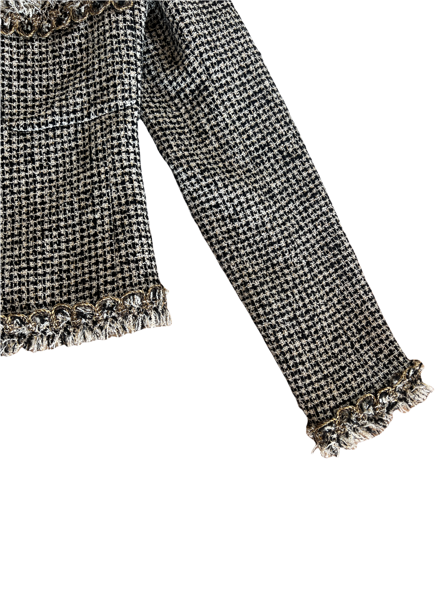 Black, Cream & Gold Tweed Jacket - S