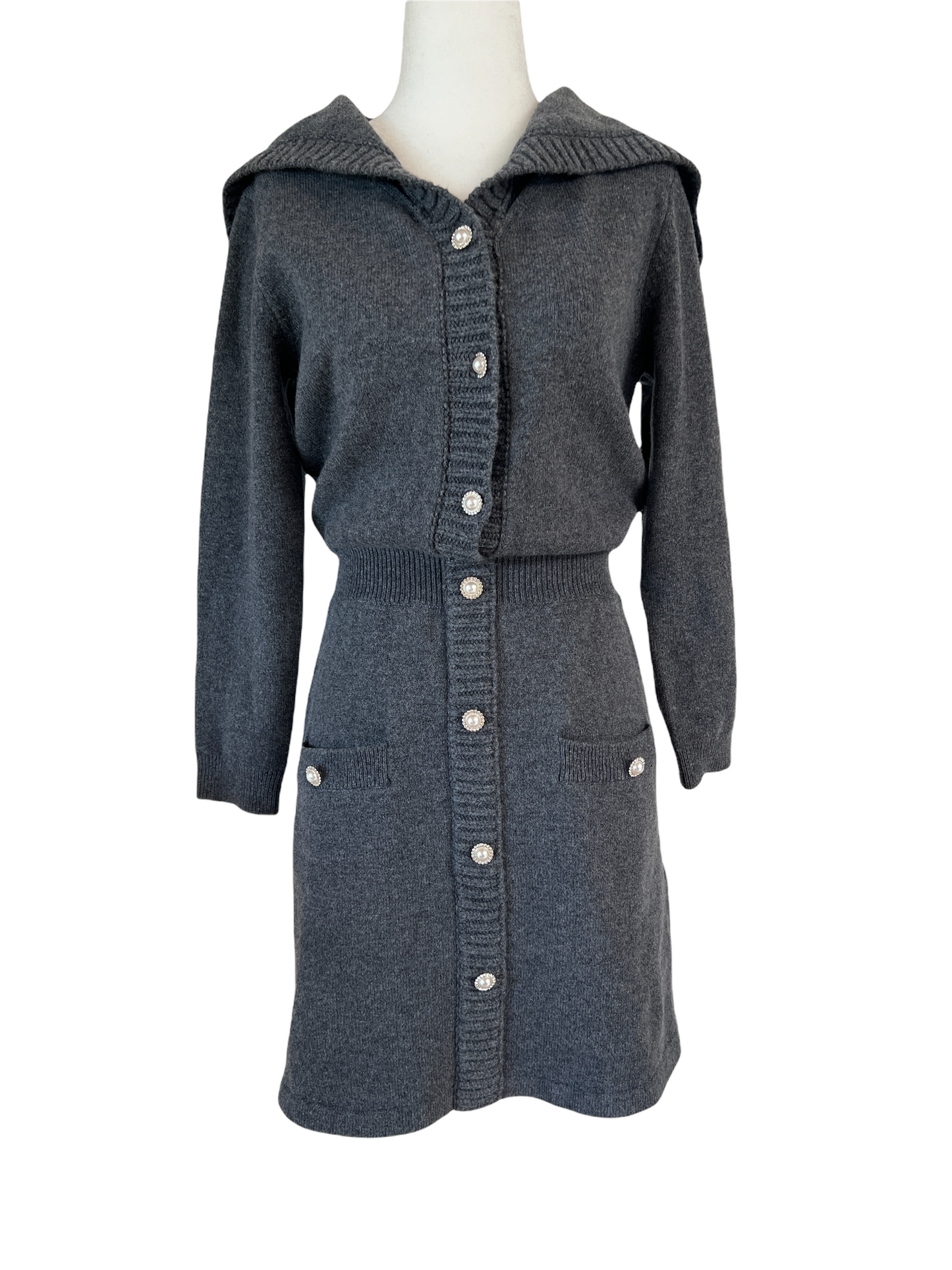 Grey Long Sweater Jacket - S