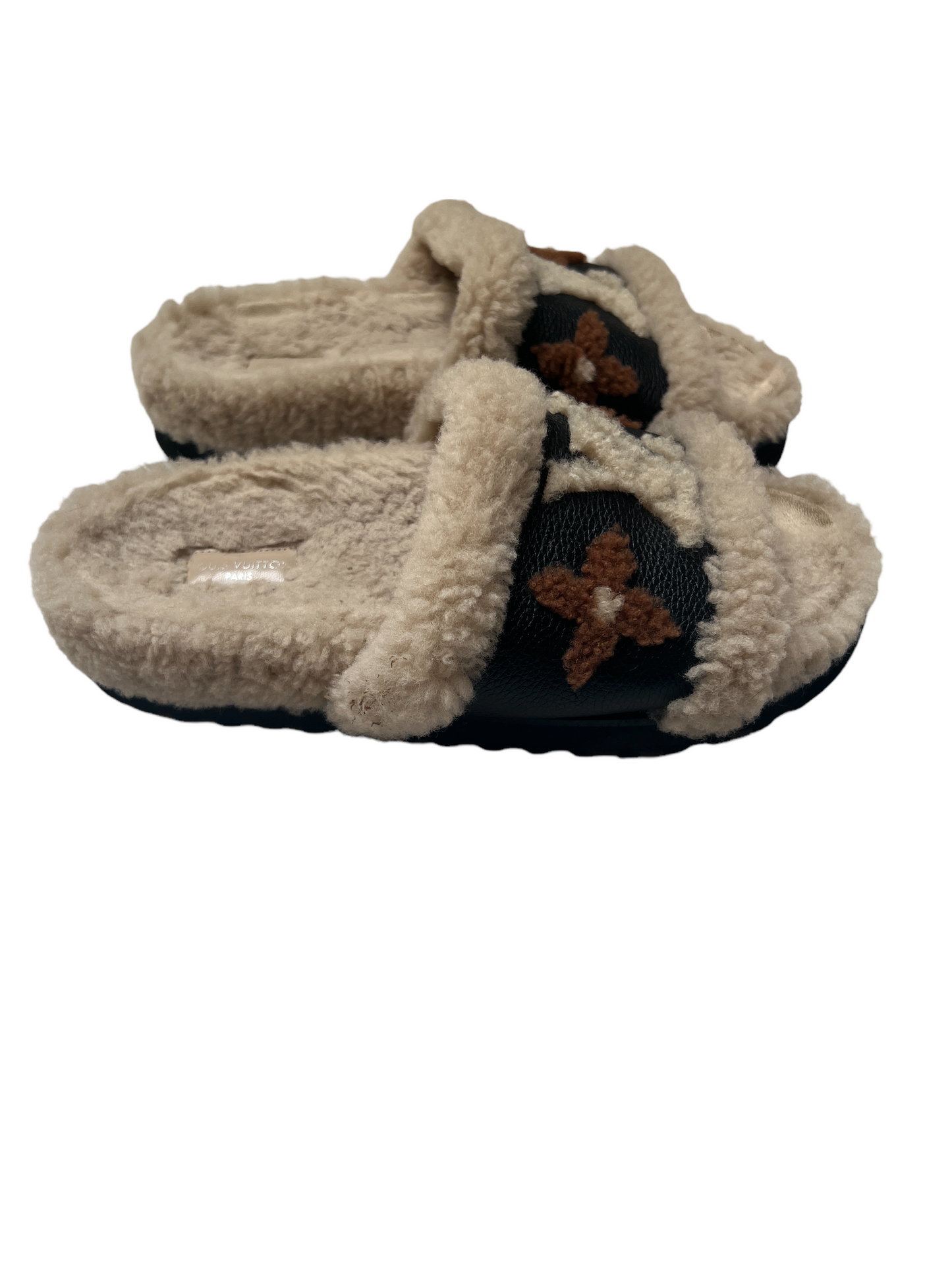 Paseo Logo Leather And Shearling Slides